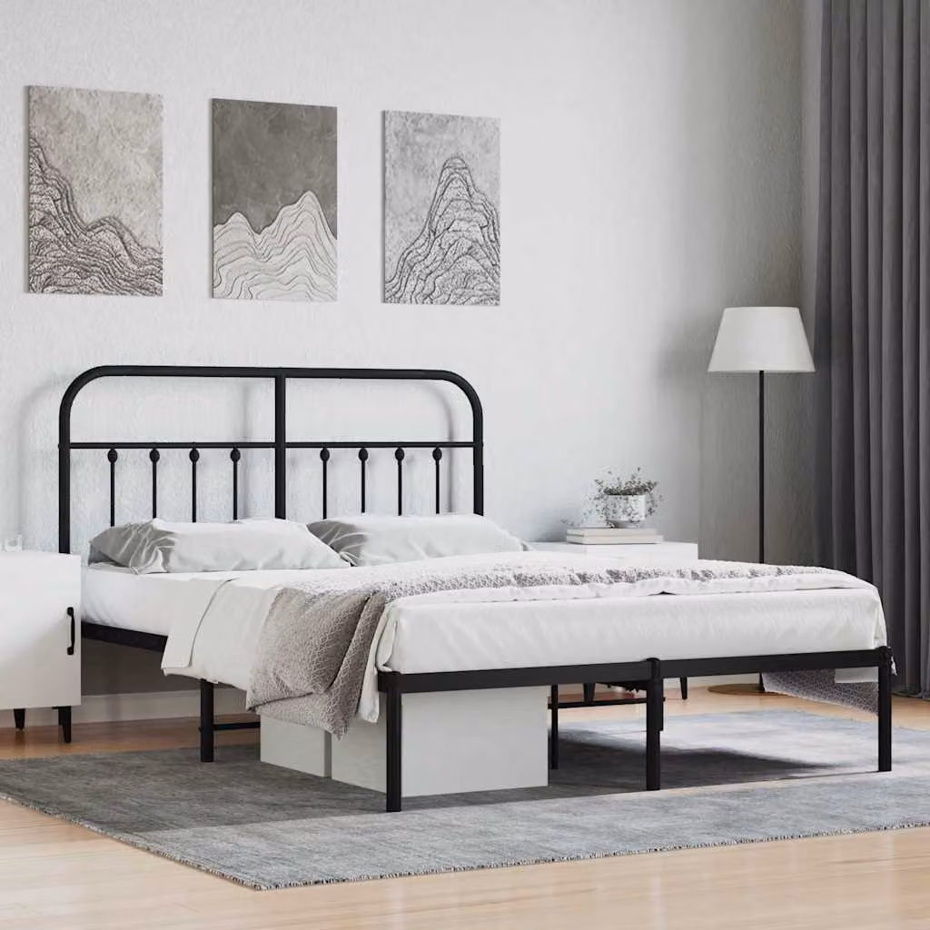 vidaXL Giroletto con Testiera in Metallo Nero L/P/H: 200 x 140 x 146 cm
