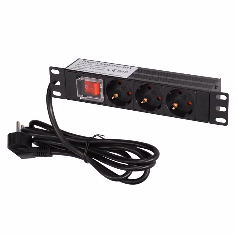 Extralink PDU Multipresa 10" 1U 3 Prese Schuko con Interruttore 2m