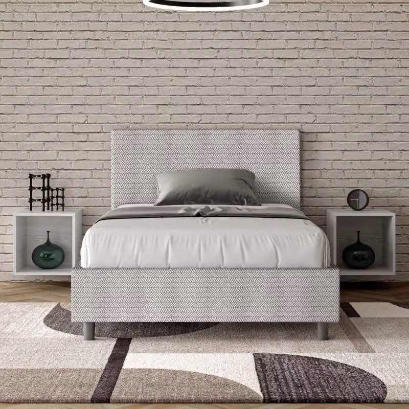 Letto imbottito con contenitore Ityhome modello Adele in tessuto bianco L/P/H: 120 x 210 x 135 cm – 2