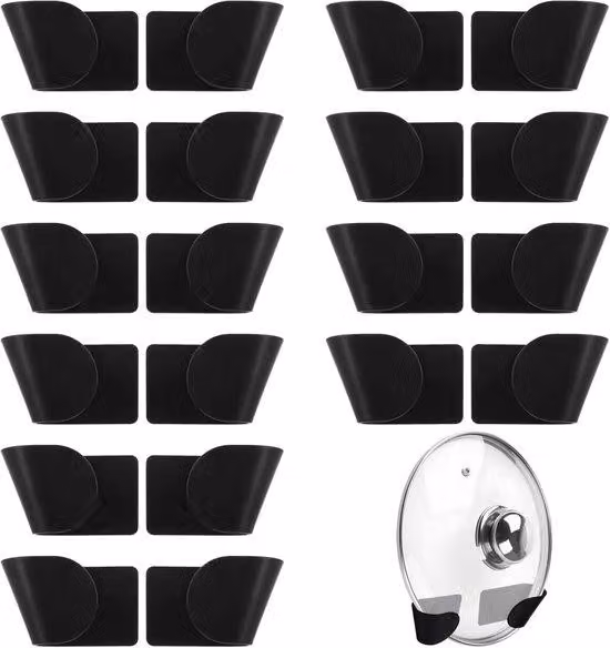 Organizer da cucina - Plastica - 10 pezzi - Regolabile - Contenitore - Portacoperchi - Scaffale da cucina - Super resistente e durevole - Nero