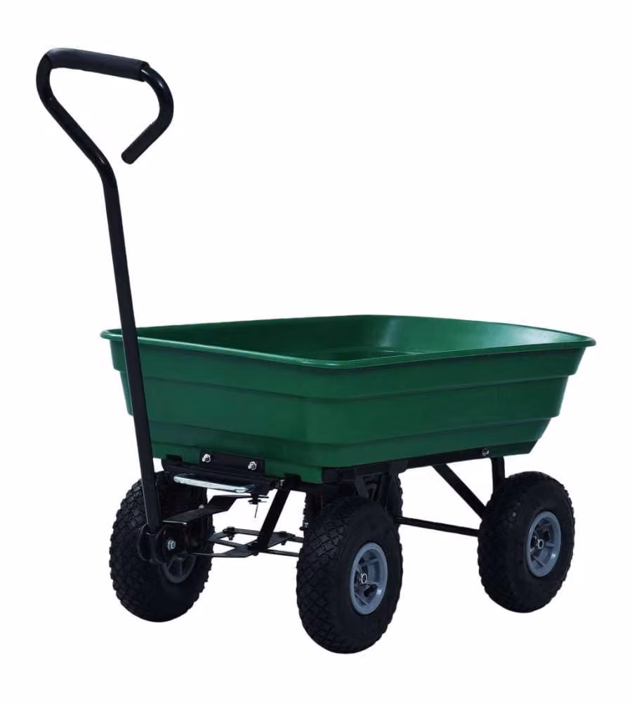 Carrello Manuale Ribaltabile da Giardino 300 kg 75 L Verde