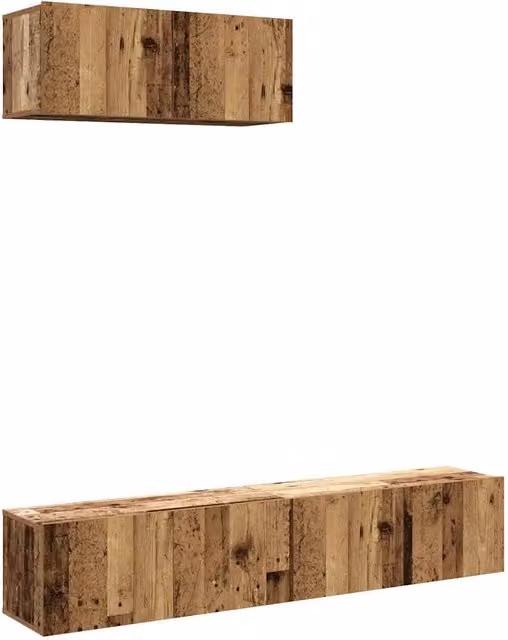Set Mobile TV 3 pz | Armadietto TV | Mobile Porta TV Montato a Parete Legno Antico in Truciolato