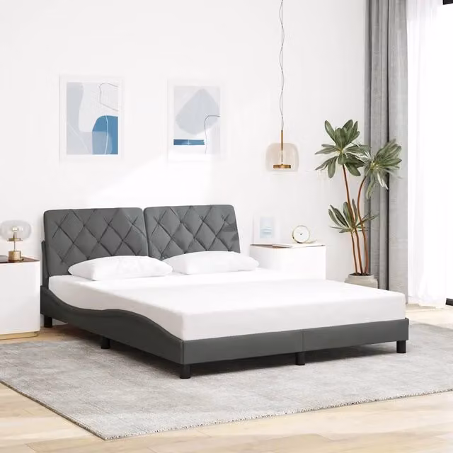 Giroletto vidaXL in tessuto Grigio con struttura in legno e metallo L/P/H: 160 x 200 x 74,5 cm