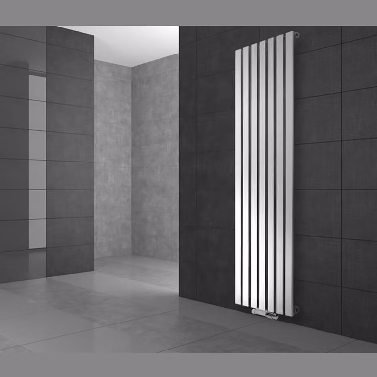 LuxeBath Stella Design radiatore a pannello attacco centrale 480 x 1800 mm Bianco con set di attacchi incl. termostato Parete d'angolo Bianco - Piatto, senza elemento riscaldante