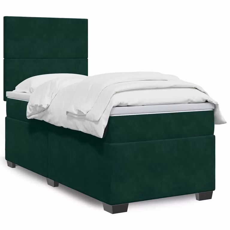 vidaXL Giroletto a Molle con Materasso Ibrido in Velluto Verde Scuro L/P/H: 200 x 80 x 40 cm