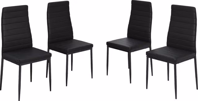Set di 4 sedie da sala da pranzo Grand Nero Vicco in ecopelle nera con finitura opaca – 1