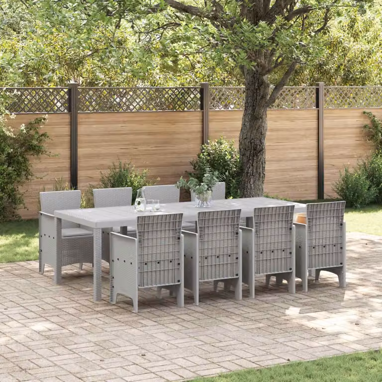 Maison Exclusive - Set da giardino per esterni, 9 pezzi, polipropilene grigio chiaro