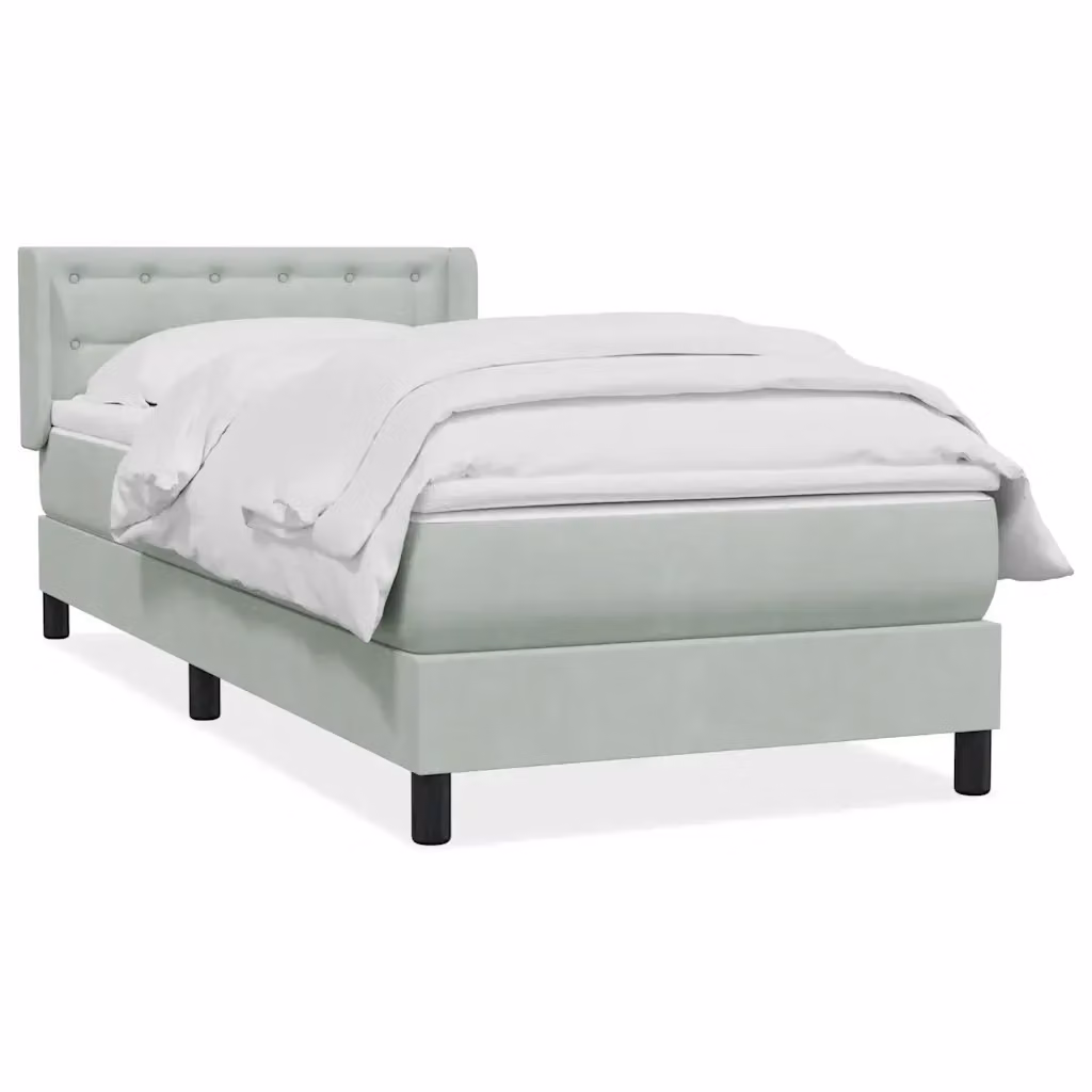 Letto Ibrido vidaXL con Giroletto a Molle e Materasso in Velluto Grigio e Bianco L: 80 cm, P: 210 cm, H: 83 cm – 2