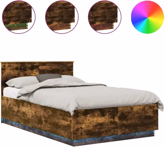 Letto matrimoniale | Letto per adulti | Struttura del letto Rovere fum¨¦ 120 x 190 cm Legno multistrato