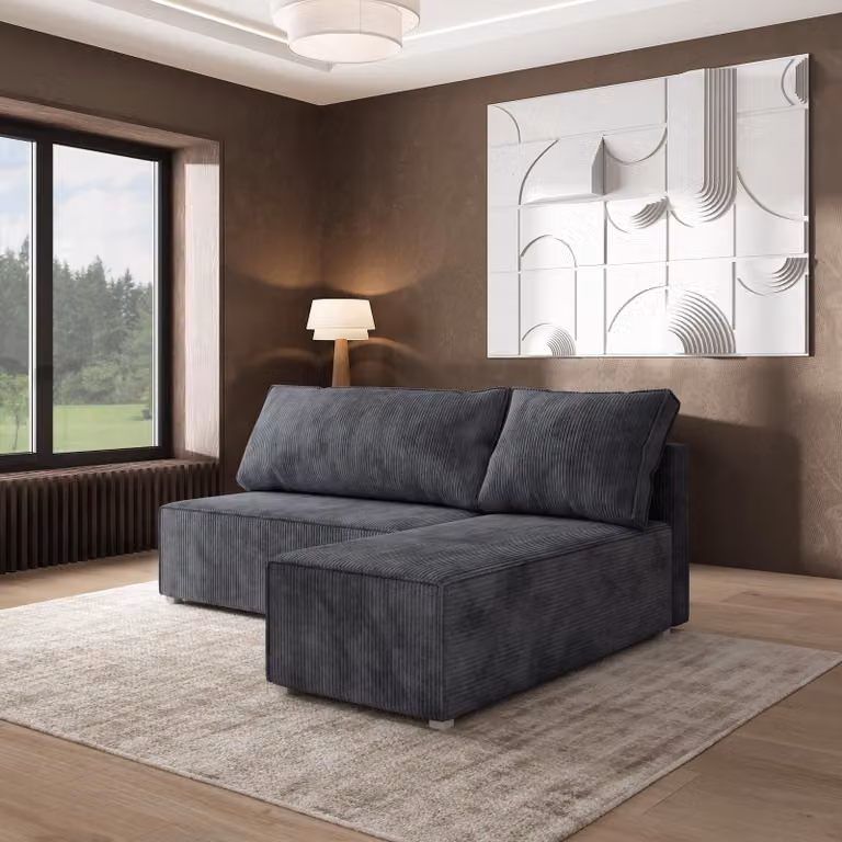 Divano angolare Masseno BRISO P con funzione letto a L, divano con box letto, divano da salotto, divano, divano, divano letto, set di divani - grigio, POSO 34
