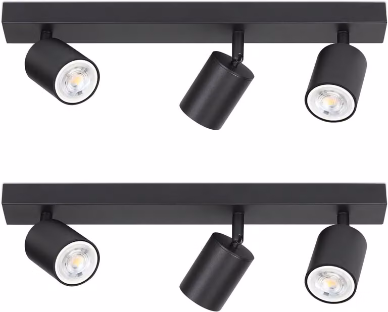 ZMH plafoniera LED nera 2 faretti da soffitto: lampada da soffitto GU10 spot 3 fiamme 330° spot da soffitto orientabili lampada da corridoio moderna senza lampadine