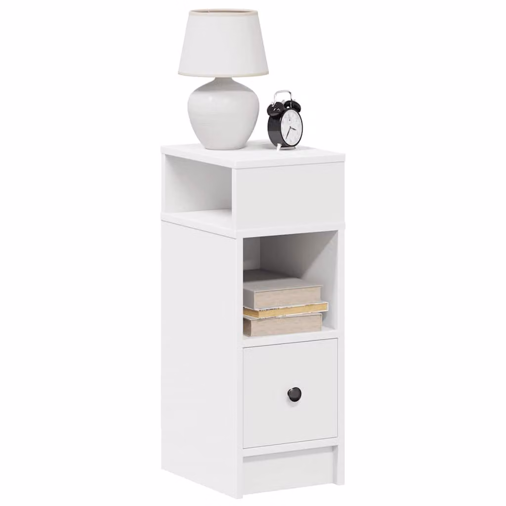 Set di 2 comodini bianchi con cassetto vidaXL, design moderno, L 25 cm x P 31 cm x H 66 cm