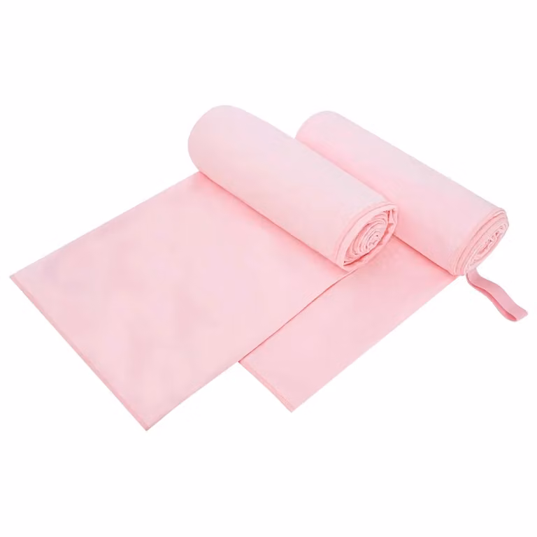Set di 2 asciugamani sportivi in microfibra vidaXL rosa, morbidi e ad asciugatura rapida, L 200 cm x P 100 cm