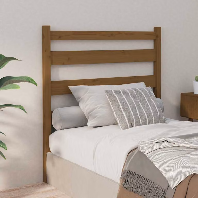 Testiera per letto vidaXL in legno massello di pino, colore marrone, L 96 cm x P 4 cm x H 100 cm