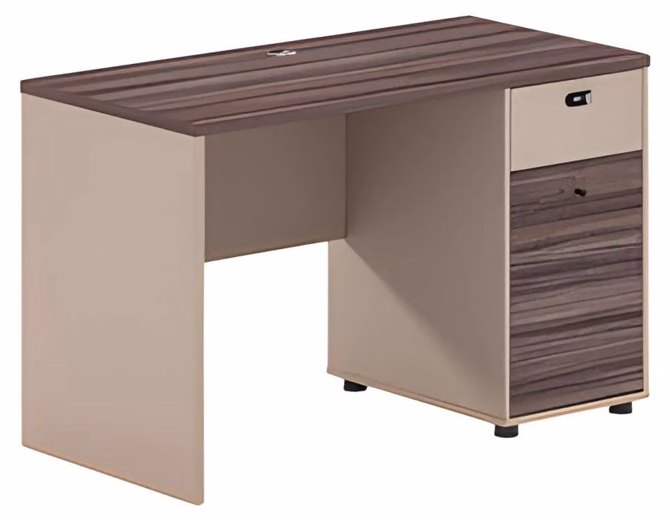 Schreibtisch Kompakt Holzoptik Braun Beige Mit Schubladen Schloss Büro Design