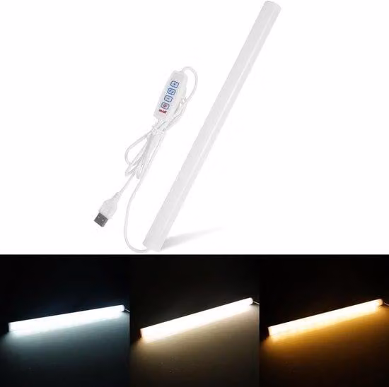 Striscia luminosa a LED da 12 pollici – USB, 3 colori, magnetica, dimmerabile – Copertura opaca per scrivania, armadio, stampante 3D e lavabo