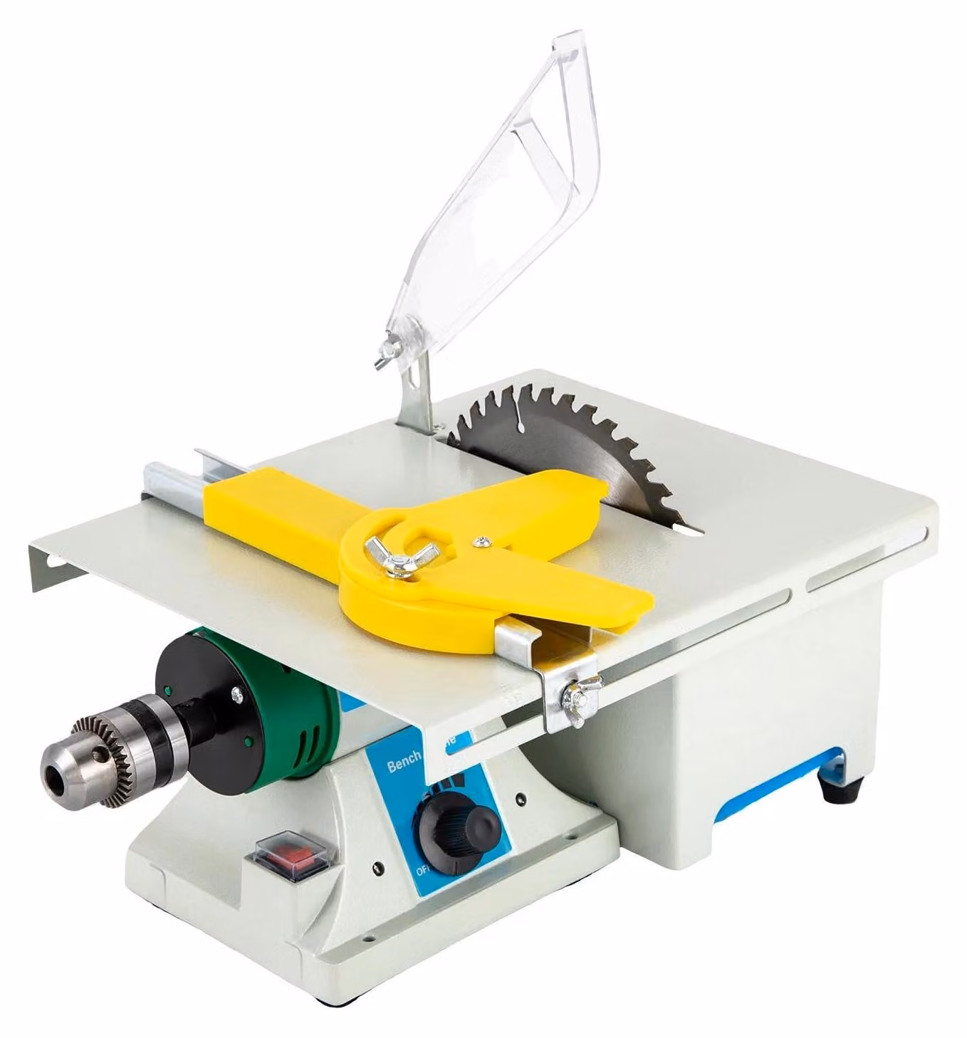 Attrezzo per gioielli - Levigatrice/lucidatrice da banco multifunzione 6-in-1, mini sega da banco - 750W, 220V, spina EU - Velocità regolabile da 800 a 10000 giri/min - Albero flessibile - Lama da sega da 15 cm - Bianco, giallo, blu