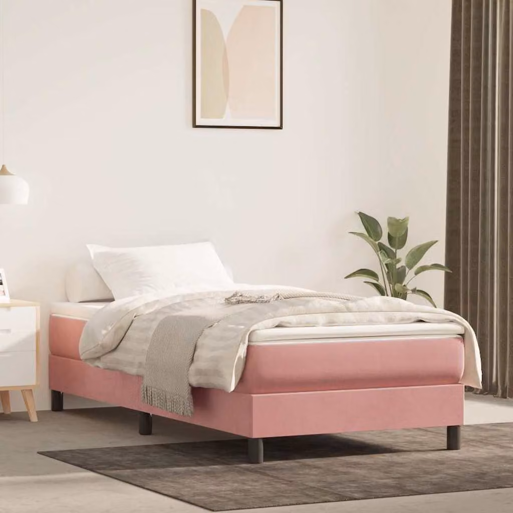 Struttura Letto con Rete a Doghe Cambrate vidaXL in Velluto Rosa L 200 cm x P 80 cm x H 203 cm