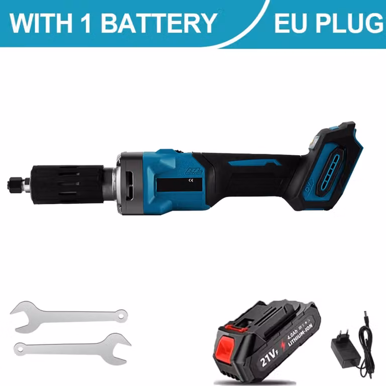 Smerigliatrice angolare elettrica - Levigatrice a batteria - 2000 W - Motore brushless - 4 velocità - 0–35.000 giri/min - 1 batteria - 21 V