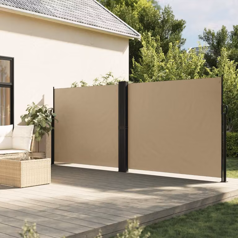 vidaXL Tenda da Sole Laterale Retrattile Beige in Poliestere e Acciaio L: 1200 cm, H: 160 cm
