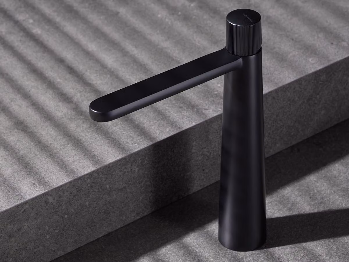 SANYCCES DEDAL ColdOpen Rubinetto per lavabo con finitura plissettata Altezza del beccuccio 245 mm, nero opaco