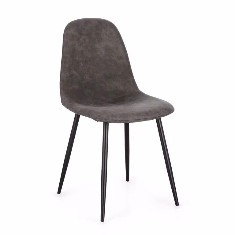 Set di 4 sedie IRELIA in similpelle grigio scuro e gambe in metallo nero, 44x52x86 cm