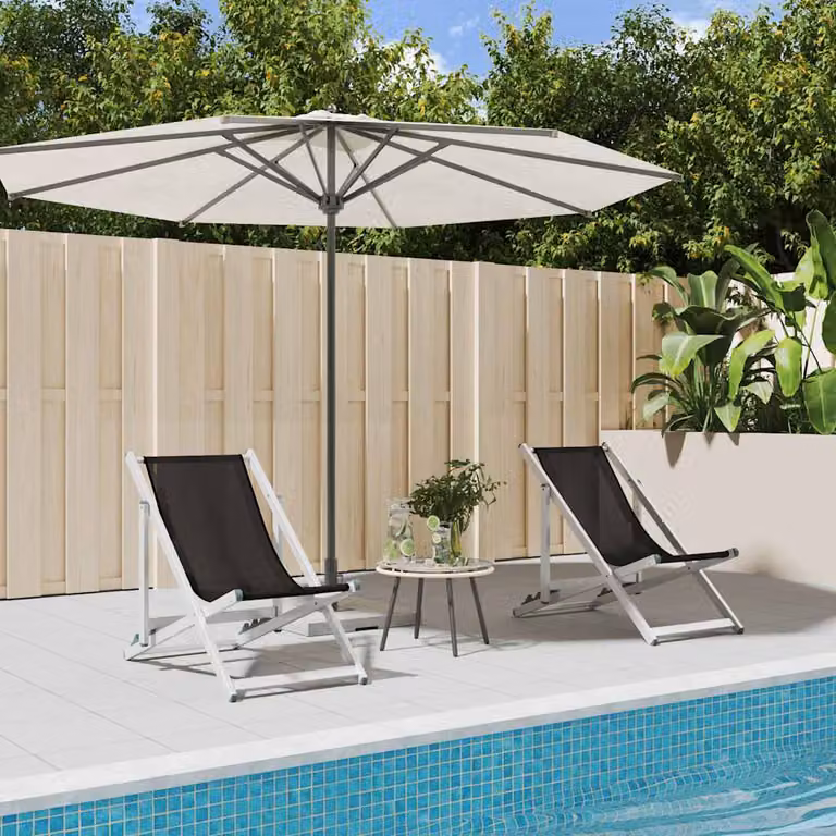 Set di 2 sedie pieghevoli vidaXL in alluminio nero e textilene per giardino e terrazza
