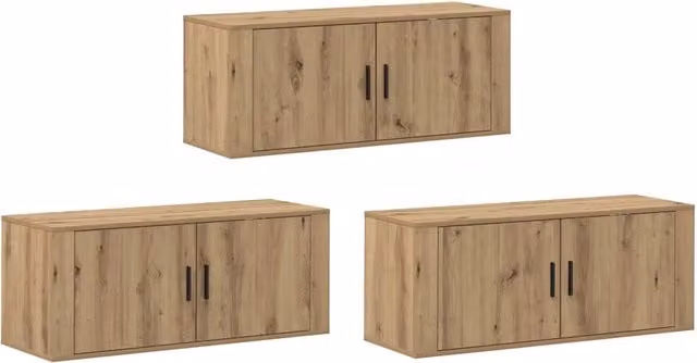 Set Mobile TV da Parete 3 pz | Armadietto TV | Mobile Porta TV Rovere artigianale