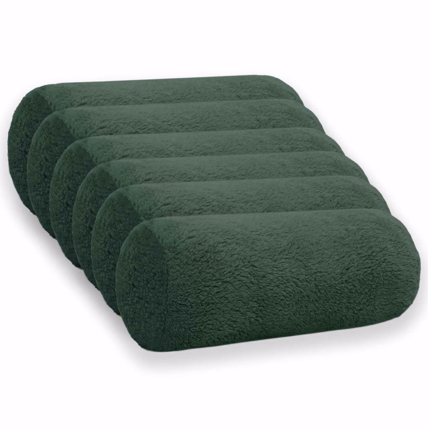 Set di 6 federe vidaXL HEERLEN in tessuto bouclé verde scuro, forma ovale, L: 40 cm, P: 15 cm