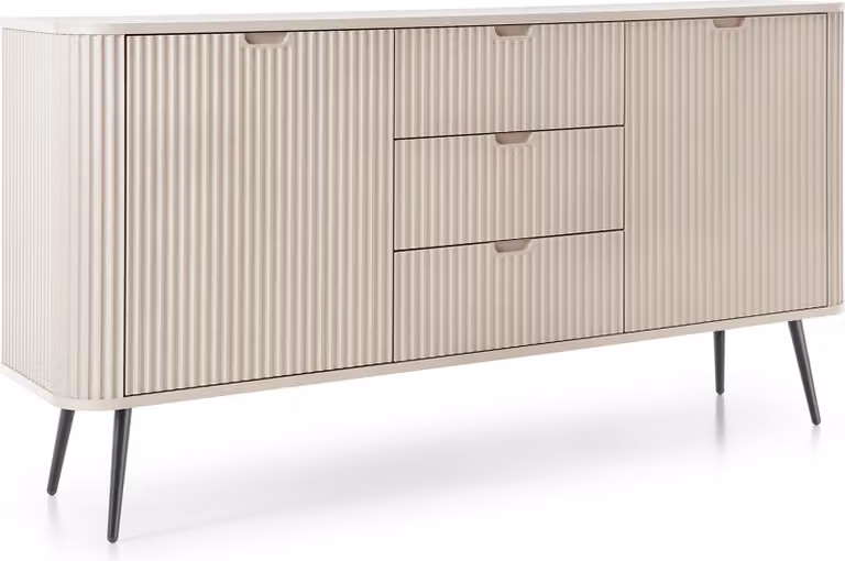 Masseno cassettiera ZENZERO 168 cm credenza con 3 cassetti e 2 ante per soggiorno camera da letto moderna 168x39x87 cm cashmere / cashmere