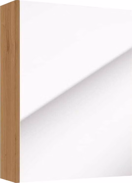 Mobile da bagno con specchio 60x50x15cm sospeso stretto in rovere artigianale