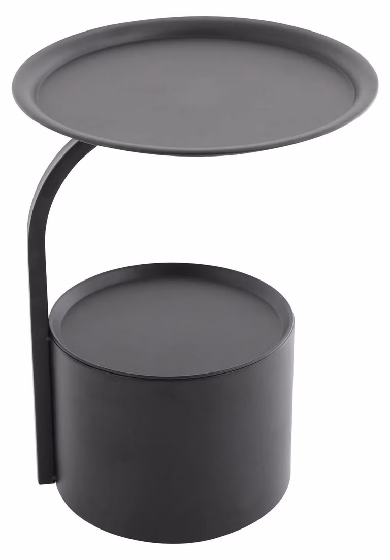 Tavolino rotondo - Tavolino con vano portaoggetti - Ferro in stile industriale - Cestino portaoggetti Ø28 cm - Ø40×48 cm - Portata 9,07 kg - Nero
