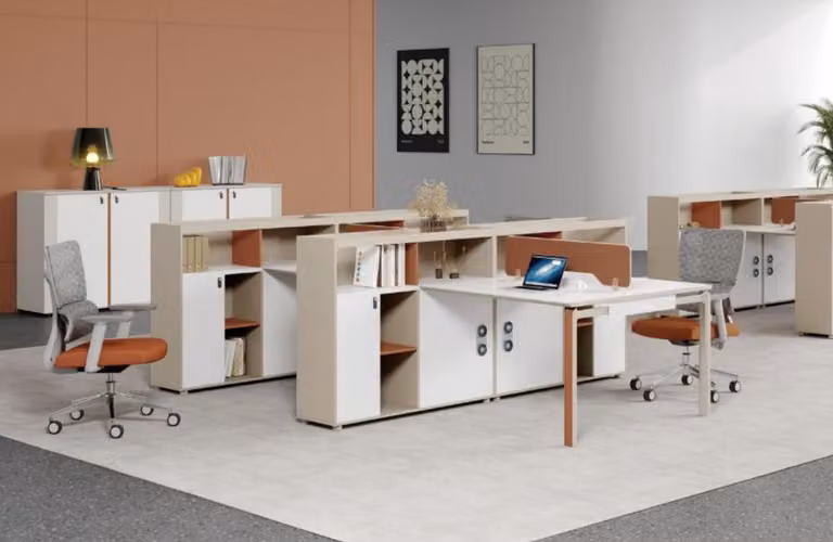 Großer Bürotisch Arbeitsplatz für 4 Personen Schreibtisch Moderne Büromobel