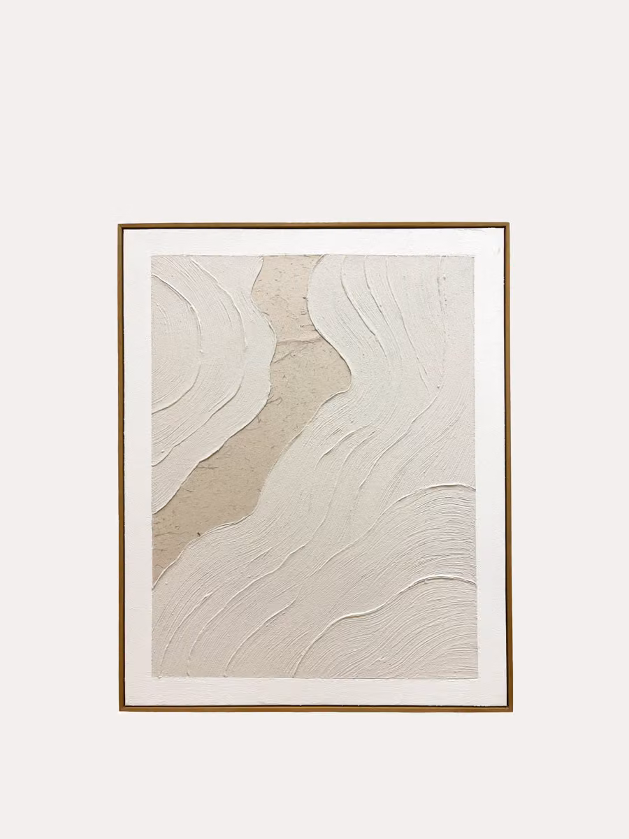 Quadro astratto minimalista Leit Kenay Home, tela beige e bianco, L: 80 cm x H: 100 cm – 2
