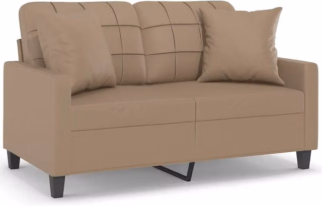 Divano | Divano da soggiorno | Sofa a 2 Posti con Cuscini Cappuccino 120 cm in Similpelle