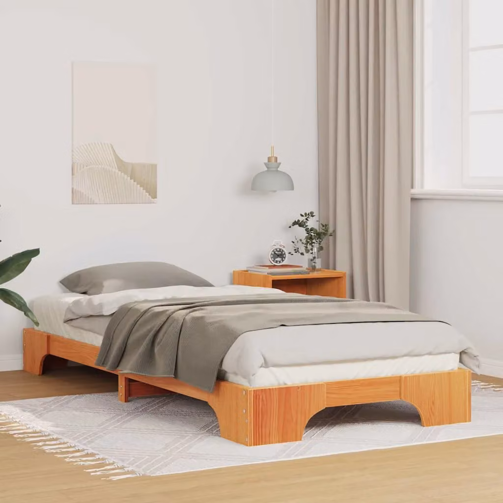 Struttura del letto moderna vidaXL in pino massello marrone L 220 cm x P 80 cm