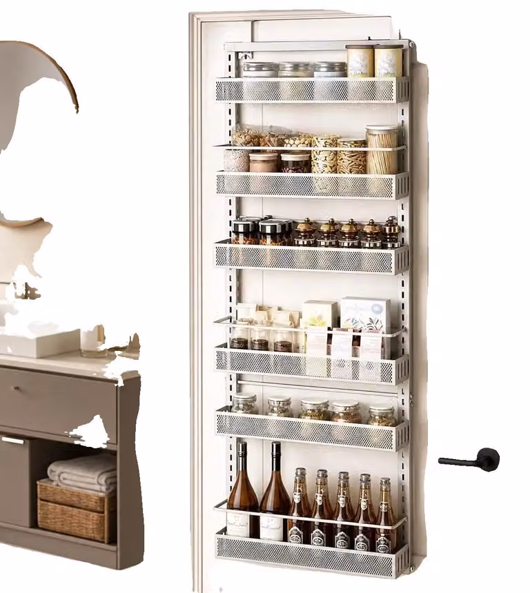 Organizzatore a 6 ripiani, con scaffali regolabili, realizzato in acciaio, facile da installare, versatile