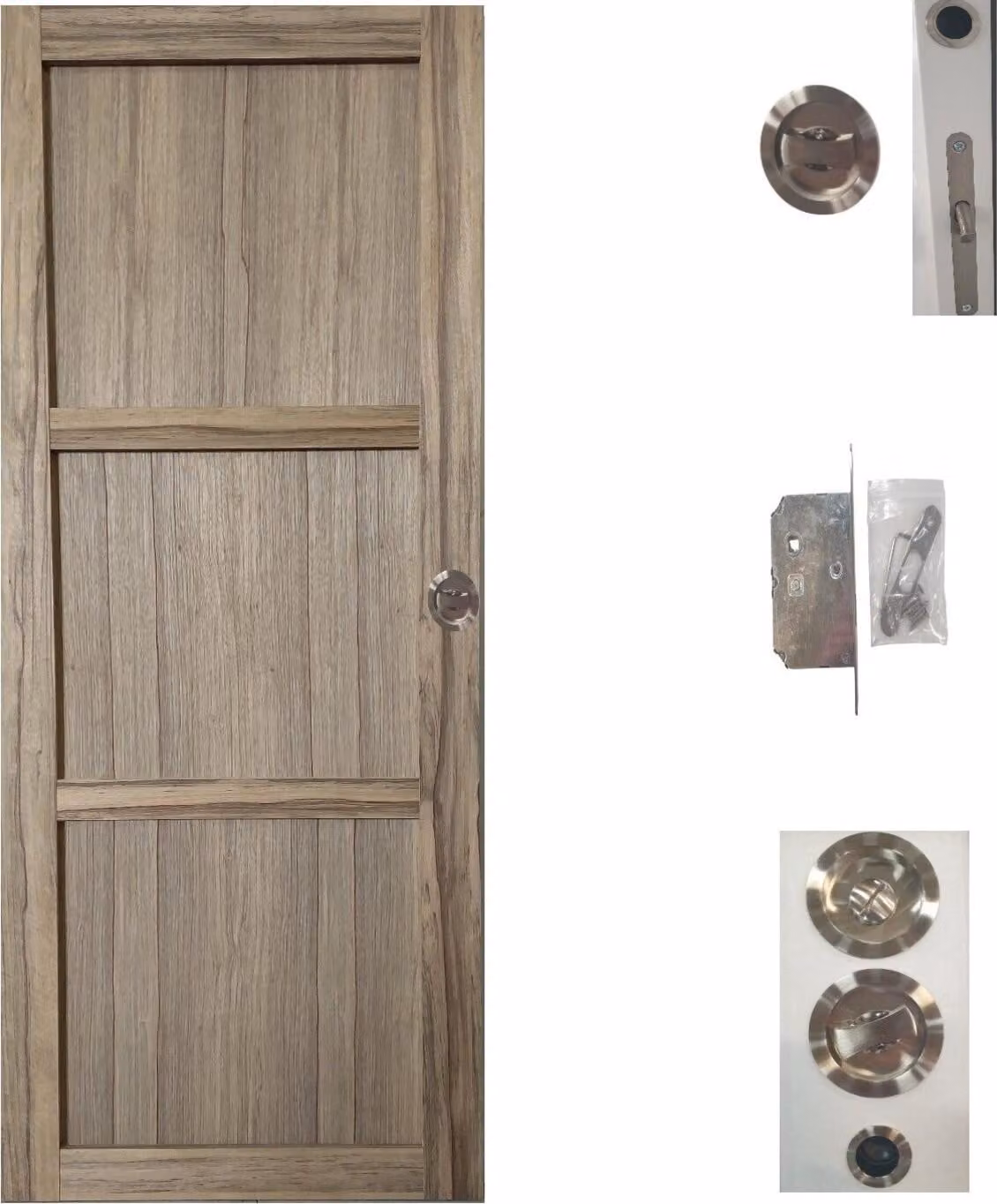 Porta scorrevole in legno Frake 3 ante H204 x L83 cm, serratura di blocco Gd Menuserie