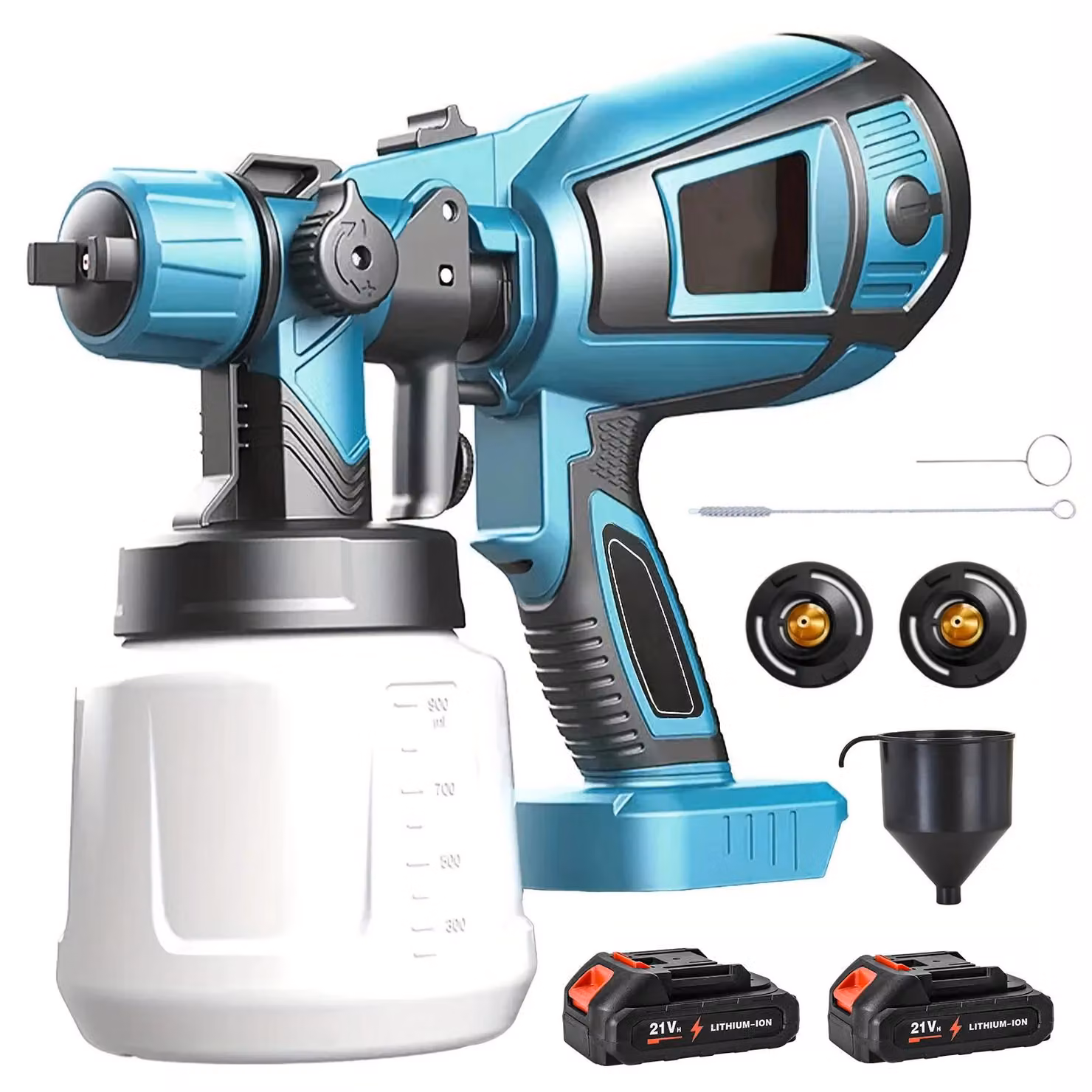 Spruzzatore a colori - Pistola a spruzzo elettrica - 1000 ml - Portatile - Maneggevole - 2 batterie