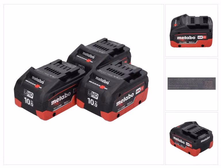 Metabo LiHD Set di 03 batterie 18 V 10,0 Ah sistema CAS (3x 625549000)