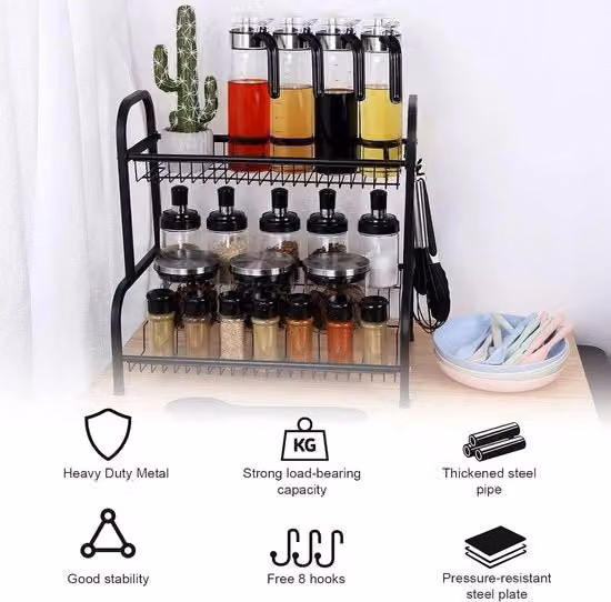 Organizer per erbe e cucina Guansheng in metallo nero L/P/H: 41,99 x 25,48 x 41 cm