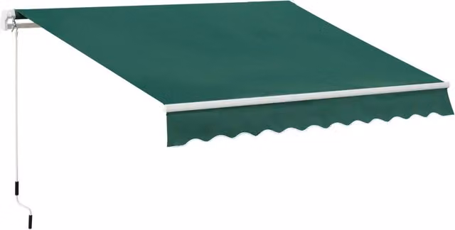 Tenda da Sole a Manovella 3x2 m ad Angolazione Regolabile, in Alluminio, Acciaio e Poliestere Verde