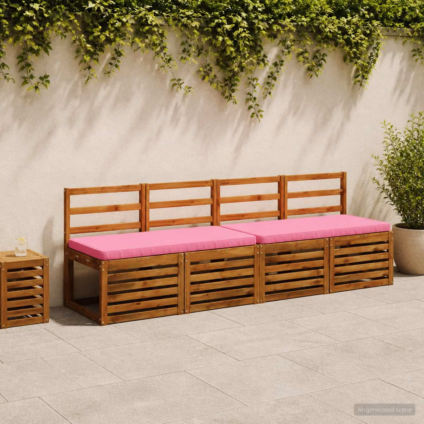 Set di 2 cuscini per panchina vidaXL VUGHT in poliestere rosa con rivestimento rimovibile e resistente ai raggi UV