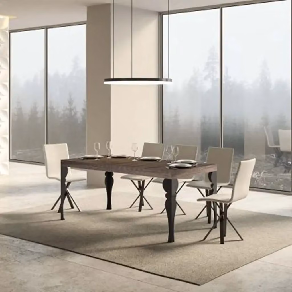 Tavolo allungabile Itamoby moderno rettangolare in legno e metallo, colore marrone e antracite, L: 180-284 cm x P: 90 cm x H: 77 cm – 2