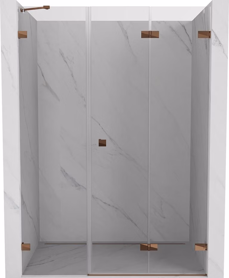 Mexen Lunar-F porta doccia pieghevole destra 145 cm, trasparente, oro rosa - 836S-145-050-60-00-P