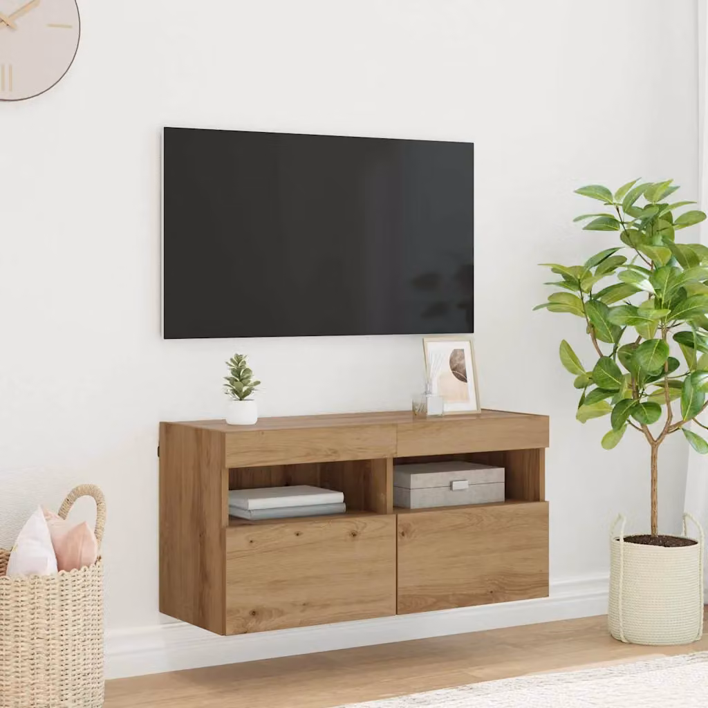 Mobile TV da parete vidaXL moderno in legno marrone L: 80 cm, P: 30 cm, H: 40 cm
