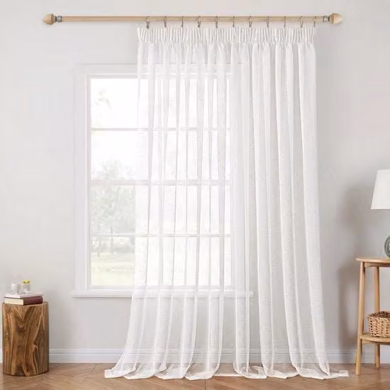 Gordini trasparenti con ruches - 300 x 225 cm bianchi - per camera da letto e soggiorno - stile moderno