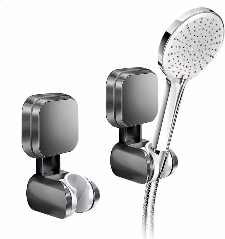 Supporto regolabile per soffione doccia con ventosa, confezione da 2, colore grigio, per il bagno
