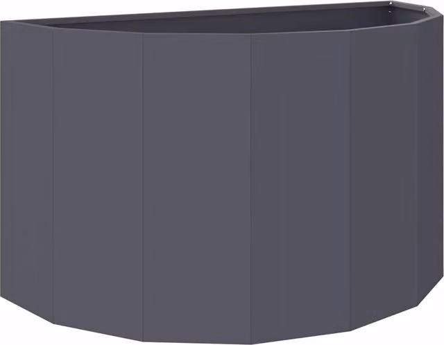 Fioriera da giardino semicircolare moderna HELLOSHOP26 in acciaio colore antracite L: 90 cm, P: 45 cm, H: 50 cm