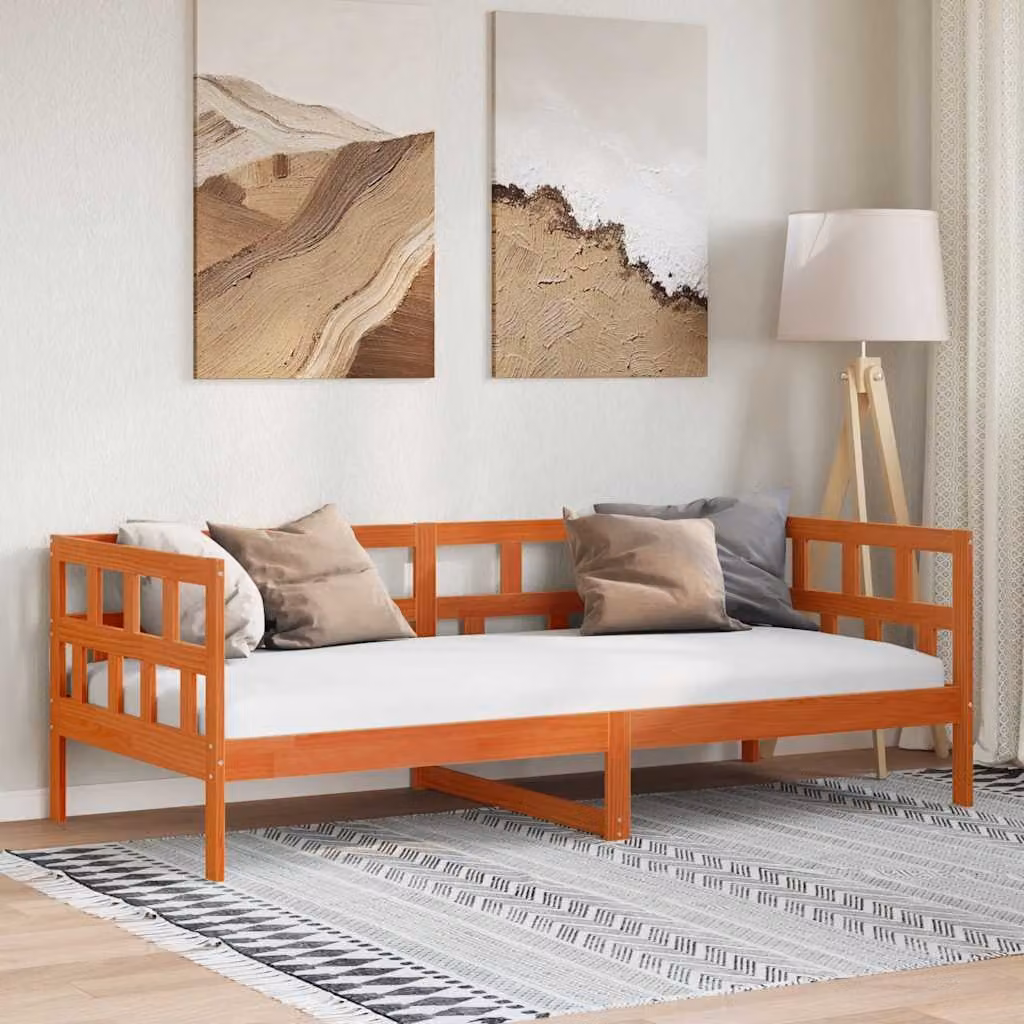 vidaXL Dormeuse in legno di pino marrone cera stile rustico L/P/H: 200 x 80 x 68,5 cm